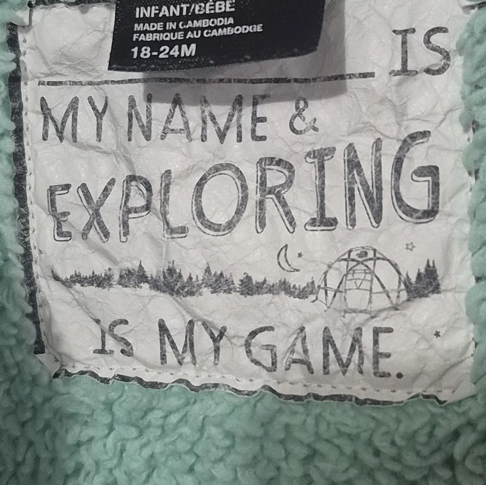 The North Face Gray and Mint Fleece Jacket with Pink Trim SIZE 18-24 MONTH - Picture 8 of 8